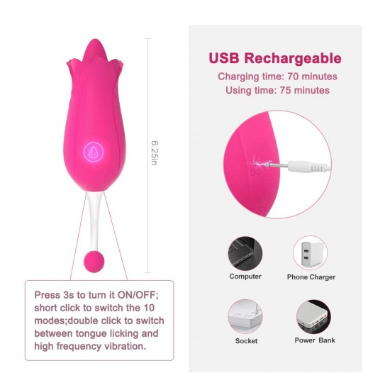 2 In 1 Tongue Stimulator Vaginal Breast Nipple Massager