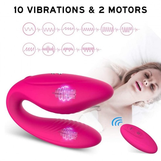 2 in 1 Couples Vibrator Clitoral G-spot Vibrator Waterproof 10 Powerful Vibrating Modes
