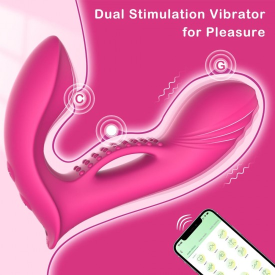 Realistic Dildos Butterfly Vibrator with 9+9 Powerful Vibrating Modes, Long Distance Play Panty Dildo Adult Sex Toys for Women & Couple (Rose)