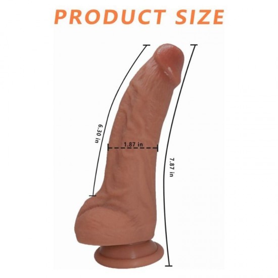 7 Inch Ultra Soft Lifelike Thick Body-Safe Silicone Dildo with Curved Shaft