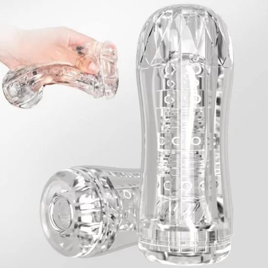 Manual Transparent Pussy Stroker with Vagina Textured Manual Transparent Pussy Stroker with Vagina Textured