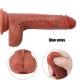 7 Inch Dual-Density Veins Texture Liquid Silicone Suction Cup Dildo with Balls