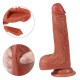 7 Inch Dual-Density Veins Texture Liquid Silicone Suction Cup Dildo with Balls