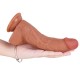 7.7 Inch Raised Veins Ultra Realistic Liquid Silicone Curved Dildo with Balls