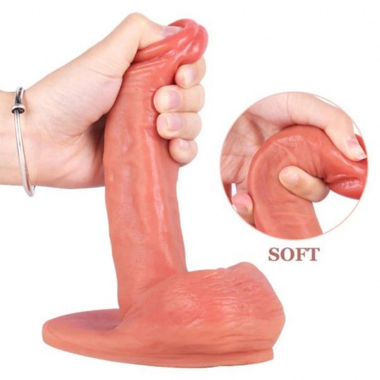 7.5 Inch Pink Boy Ultra Realistic Dual-Density Liquid Silicone Suction Cup Dildo with Balls