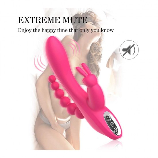 3 In 1 Rabbit Vibrator G Spot Clitoris Stimulation Clit Anal Stimulating Rechargeable