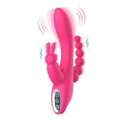 3 In 1 Rabbit Vibrator G Spot Clitoris Stimulation Clit Anal Stimulating Rechargeable