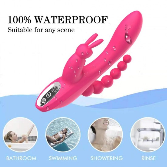 3 In 1 Rabbit Vibrator G Spot Clitoris Stimulation Clit Anal Stimulating Rechargeable