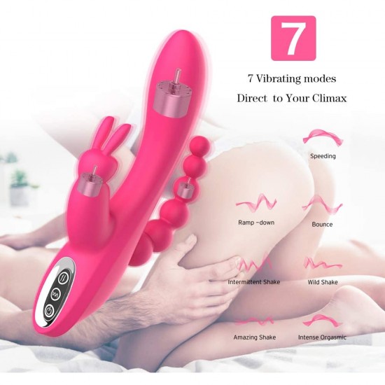3 In 1 Rabbit Vibrator India G Spot Clitoris Stimulation Clit Anal Stimulating Rechargeable