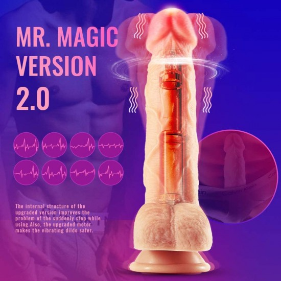 8.3" Vibrating Dildo Realistic Dildo Rotation Heating Wireless India Sex Toy