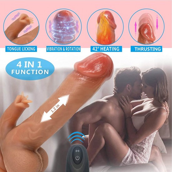 8.5" Vibrating Thrusting Dildo Heating Vibrator 7 Thrusting Rotation 10 Vibration Licking Modes Adult Toys India