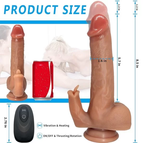 8.5" Vibrating Thrusting Dildo Heating Vibrator 7 Thrusting Rotation 10 Vibration Licking Modes Adult Toys India 8.5" Vibrating Thrusting Dildo Heating Vibrator 7 Thrusting Rotation 10 Vibration Licking Modes Adult Toys India