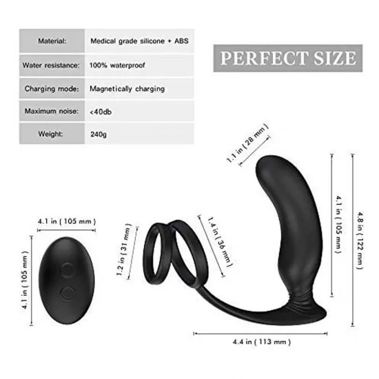 Anal Vibrator Male Vibrator With Penis Ring 9 Vibration Mode Wireless Remote Controlled Anal Sex Toy