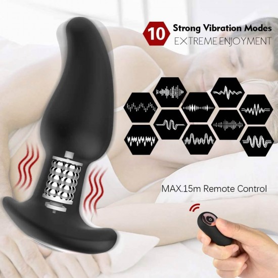 Anal Vibrator Vibrating Butt Plug 10 Vibration Rotation Remote Control Anal Sex India