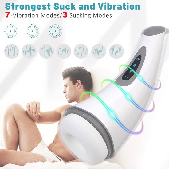Automatic Male Masturbator 7 Modes Vibrating 3 Modes Sucking Heating Electric Pocket Pussy Realistic Blowjob Sex Toys India