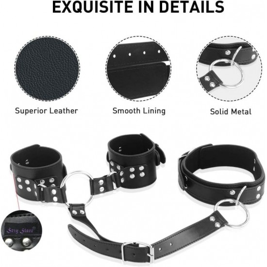 Neck to Wrist Restraints kit Sexy Slave Frisky Beginner Behind Back Handcuffs Collar