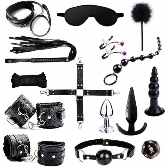 15 Pcs BDSM Sex Toys Bondage Restraints Kits Fetish Bed Restraints BDSM Tools for Beginners