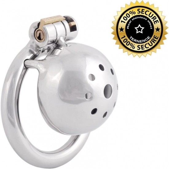 Metal Chastity Device Male Comfortable Virginity Lock Chastity Belt with Small Cage (1.97 inch / 50mm)