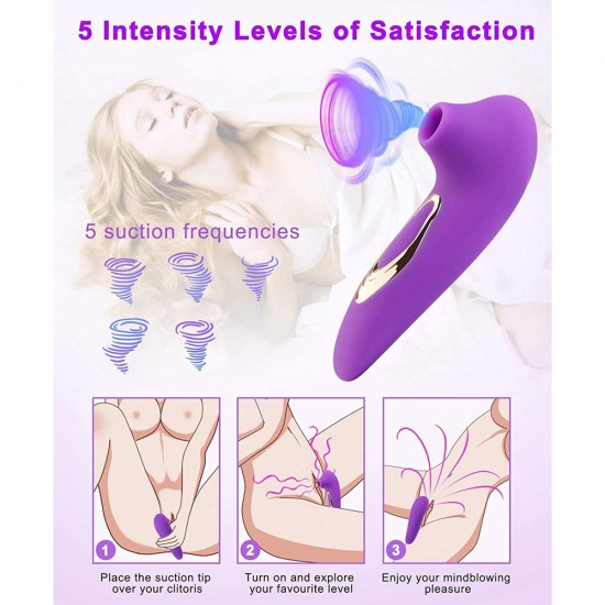 Clitoral Sucking G Spot Vibrator with 5 Frequencies Waterproof Rechargeable Male Sex Toy India