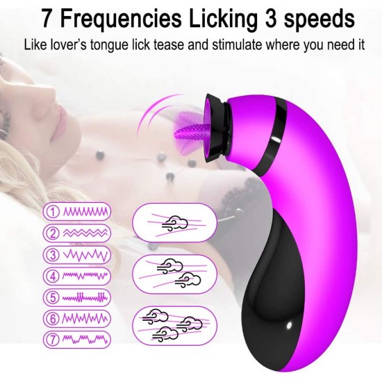 Clitoral Sucking Tongue Vibrator 7 Sucking Vibrating Modes 3 Speeds Nipples Suction Stimulator
