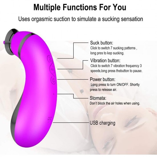 Clitoral Sucking Tongue Vibrator 7 Sucking Vibrating Modes 3 Speeds Nipples Suction Stimulator