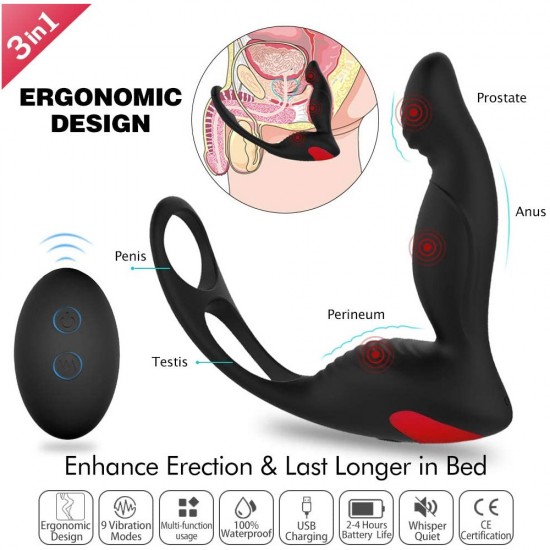 Male Prostate Massager Vibrator Remote Control With Penis Ring and Ball Loop 9 Speeds Anal Sex Toy India Male Prostate Massager Vibrator Remote Control With Penis Ring and Ball Loop 9 Speeds Anal Sex Toy India