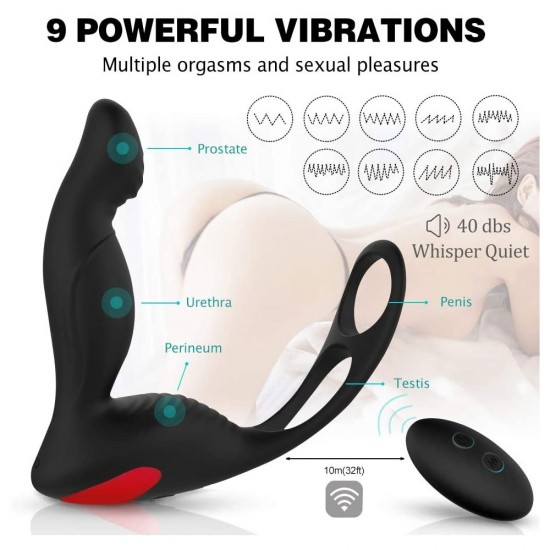 Male Prostate Massager Vibrator Remote Control With Penis Ring and Ball Loop 9 Speeds Anal Sex Toy India Male Prostate Massager Vibrator Remote Control With Penis Ring and Ball Loop 9 Speeds Anal Sex Toy India