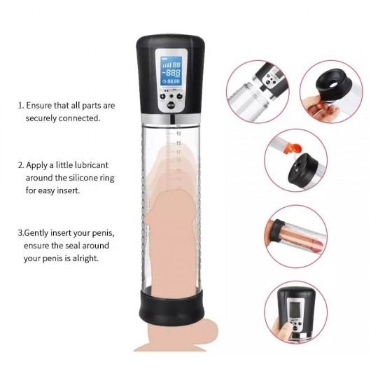 Penis Enlargement Pump Electric with 4 Suction Intensities Automatic High Vacuum Penis Enlargement Extend Stronger Bigger Erections