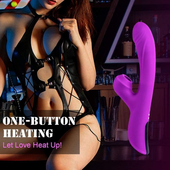 Rabbit Vibrator Clitoral Sucking G Spot Waterproof Rechargeable Heating 10 Vibration 3 Suction Patterns