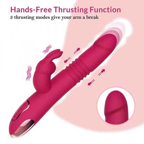 Rabbit Vibrator Thrusting 10 Modes Beaded G Spot Vibrator Clitoral Stimulator Sex Toys for Women India