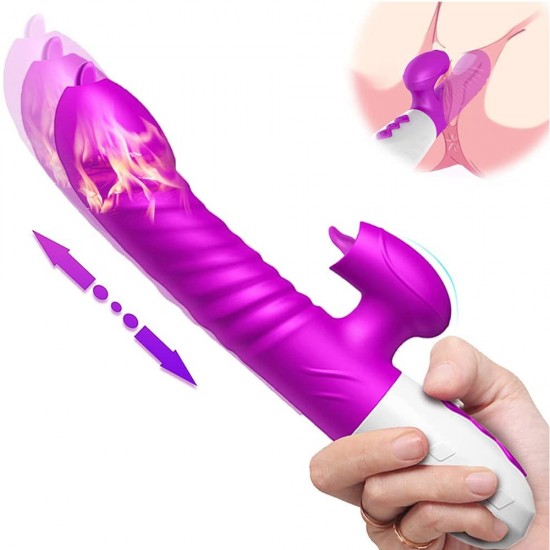 Rabbit Vibrator with 2 Vibrating Tongues Thrusting Sex Toys for Women Clitoris Stimulation India 1