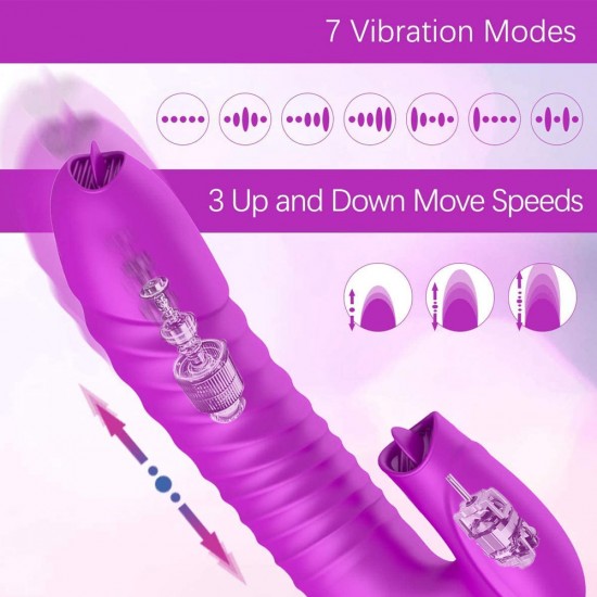 Rabbit Vibrator with 2 Vibrating Tongues Thrusting Sex Toys for Women Clitoris Stimulation India 1