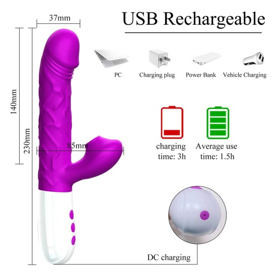 Rabbit Vibe with 3 Thrusting Rotating 7 Sucking Modes