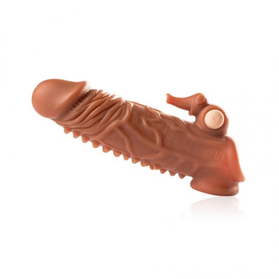 6.7” Elephant Thorned Vibrating Silicone Extension in Brown