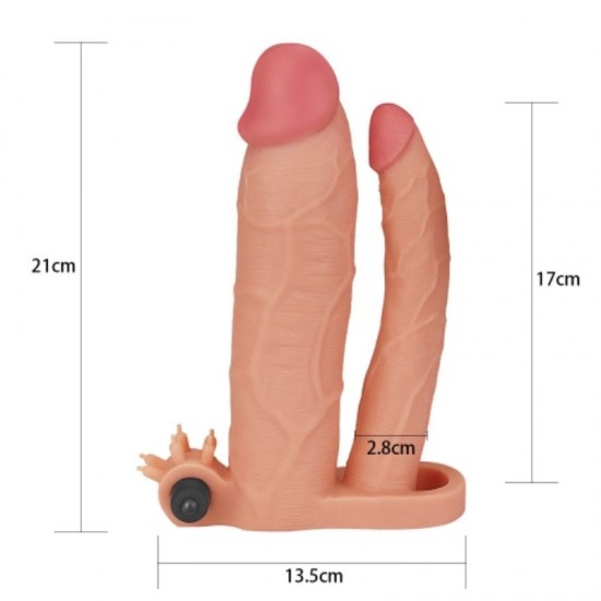 Add 3" Pleasure X Tender Vibrating Double Penis Sleeve