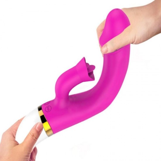 12 Speed Silicone Penis Vibrator With Tongue