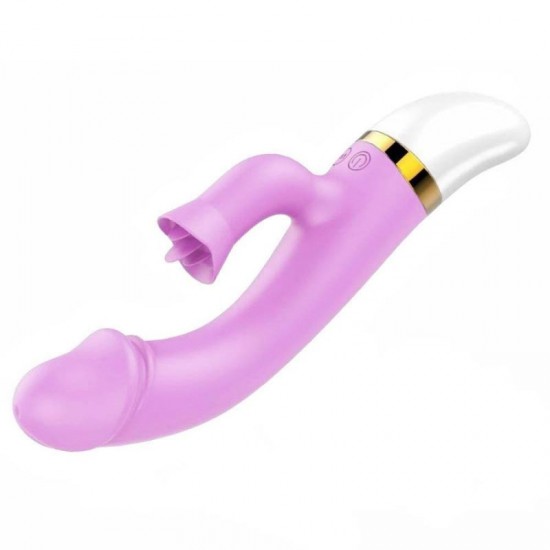 12 Speed Silicone Penis Vibrator With Tongue