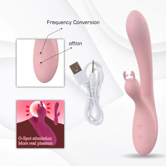 Premium Pink Silicone USB Rabbit Vibrator For Women