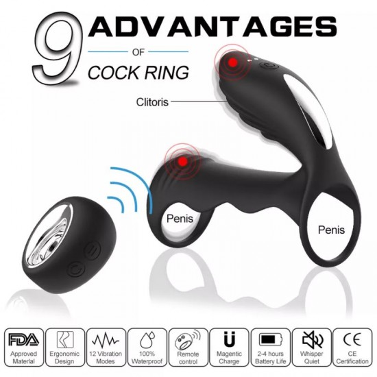 Premium Double Hole Vibrating Remote Control Cock Ring