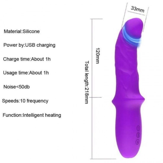 10 Speed Auto Thrusting and Heating Luxury Vibrator USB Rechargeable