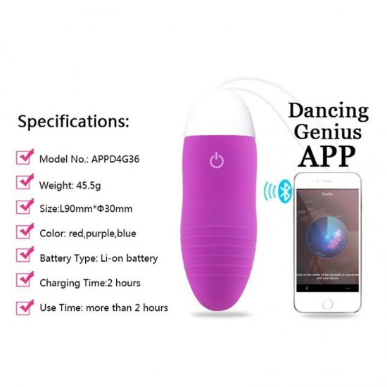 Dancing-Vibrating Egg Shaped USB Rechargeable Smart Phone Control Vibrator