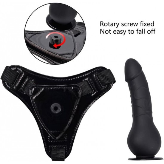 Strap On Harness Dildo 5.5" Adjustable Waist for Couples Female Masturbation and Lesbian