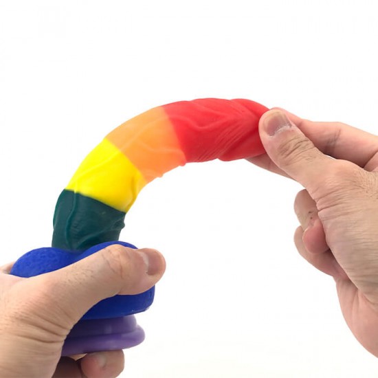Rainbow Hugecock Dildo Lesbian Sex Toy Rainbow Hugecock Dildo Lesbian Sex Toy