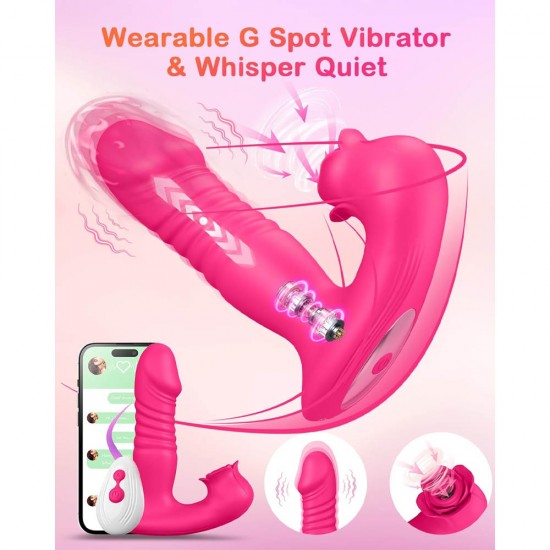 Thrusting Sucking Vibrator Rose Sex Toys for Women