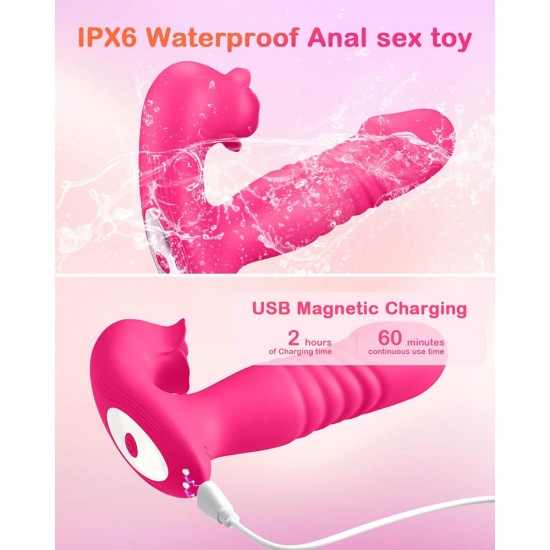 Thrusting Sucking Vibrator Rose Sex Toys for Women