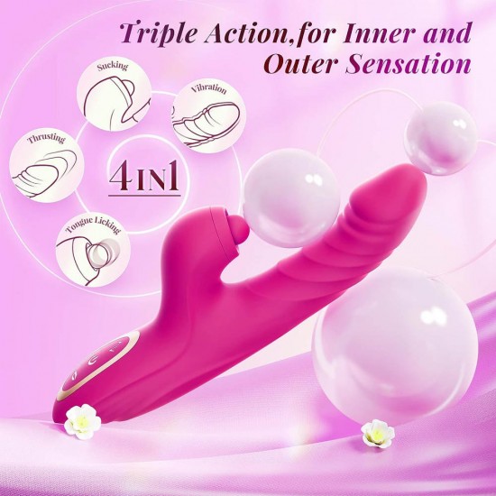 Rabbit Vibrator with 10 Vibrating 7 Thrust Mode with Licking for Women Female and Couples Pleasure Games