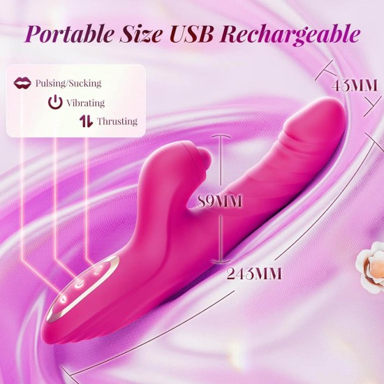 Rabbit Vibrator with 10 Vibrating 7 Thrust Mode with Licking for Women Female and Couples Pleasure Games