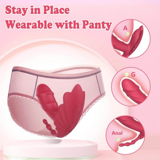 Clitoral G Spot Stimulator Anal Butterfly Vibrating Panties with 8 Vibration Modes Wearable Panty Vibrator for Women Couples