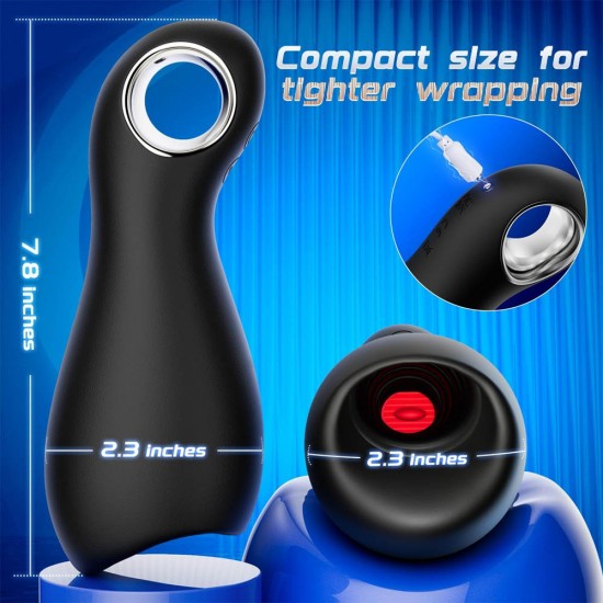 10 Vibrating & 5 Tongue Licking Male Masturbator Penis Trainer Pump with Loop-Handle for Training & Prolong Endurance