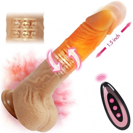 8.6 Inch Thrusting Liquid Silicone Dildo with 10 Vibration & Heat 3 Rotation & Speed